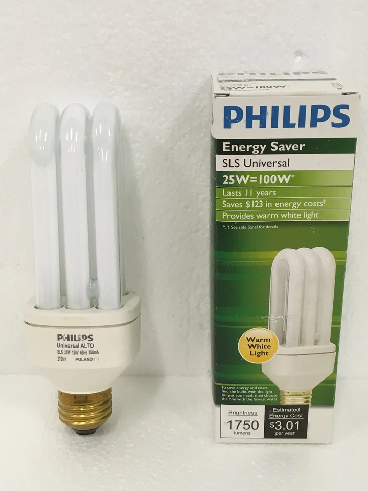 6x NEW Philips Energy Saver Warm White Light SLS Universal 25W=100W 1750 Lumens - Image 3 of 4