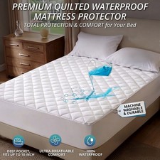 EXTRA DEEP QUILTED WATERPROOF MATRESS MATTRESS PROTECTOR FITTED BED COVER