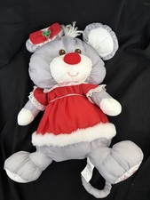 Vintage 1988 Fisher Price Puffalump Mrs. Claus Christmas Gray Mouse Red Dress