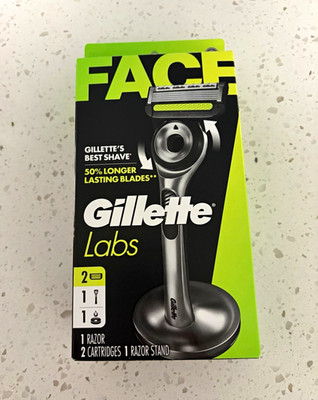 Gillette Labs Men's Cartridge Razor Set, 5-Blade Stainless Steel, Stand + 2 Ct