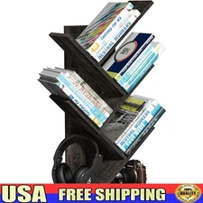 5 Tier Tree Bookshelf Unique Design Tabletop Storage Organizer Home Office New