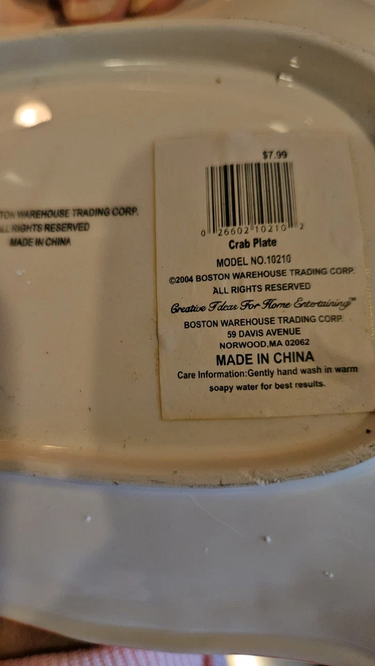 Juego de 5 platos de cerámica de cangrejo rojo Boston Warehouse Foto 4 de 4