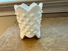 Vintage Fenton White Hobnail Milk Glass Footed Toothpick Holder