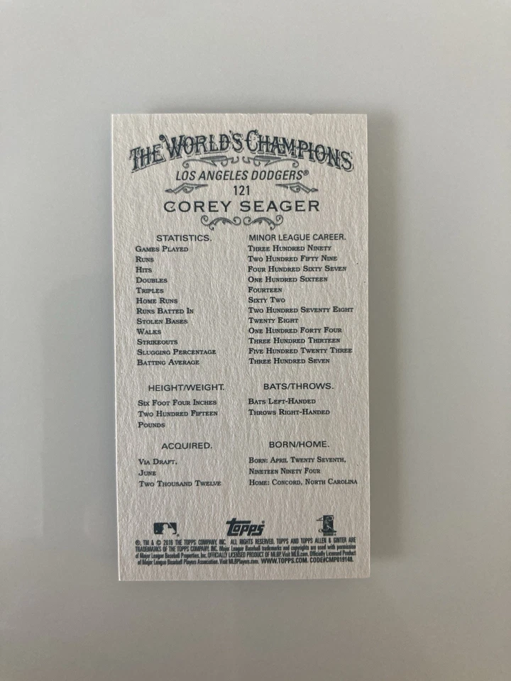 2016 Topps Allen & Ginter X Mini Corey Seager #121 Rookie RC - Image 2 of 2