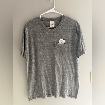 RIPNDIP Lord Nermal Pocket Tee Short Sleeve Heather Grey Mens SZ L Casual Skater
