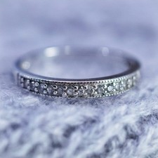 Size 8.25, vintage Sterling 925 silver wedding ring, Cz band