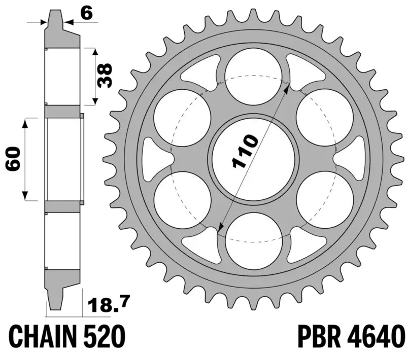 Couronne PBR C45 pas 520 idéale pour le remplacement