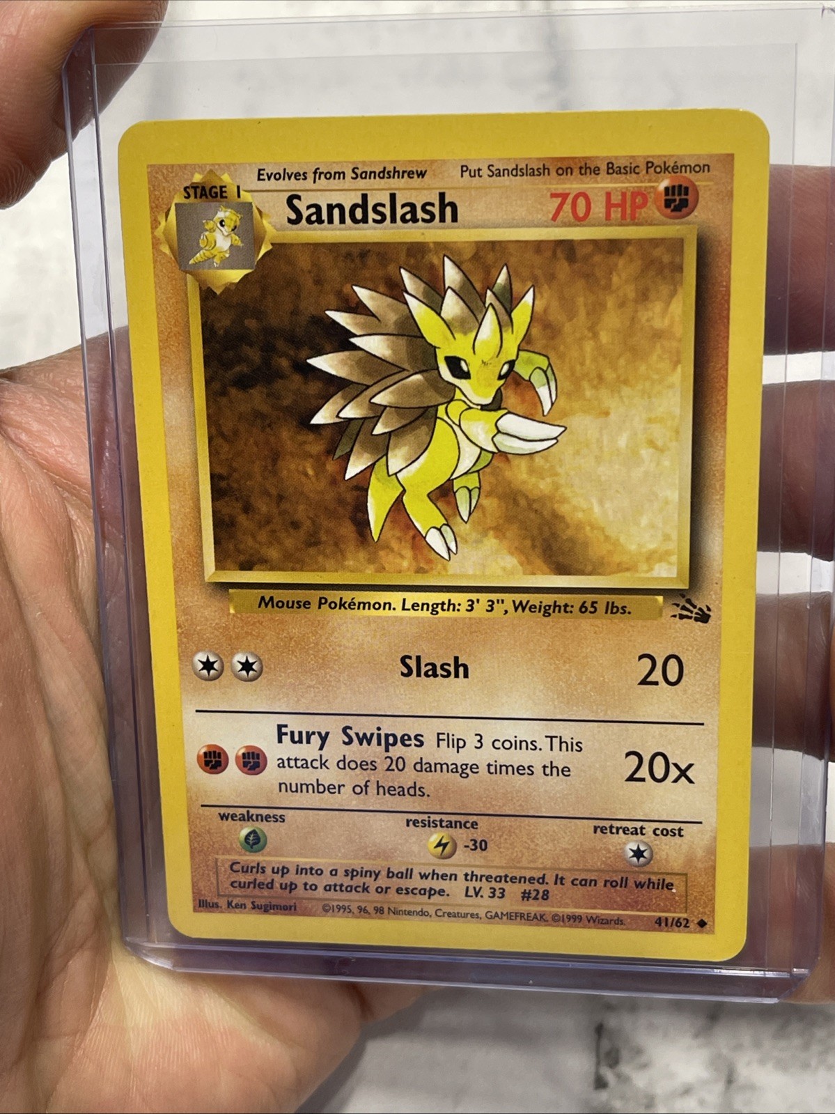 Pokémon TCG Sandslash Fossil 41/62 Regular Unlimited Uncommon Card WOTC NM