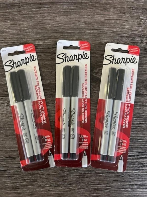 6 - 2 packs SHARPIE 37161 Permanent Markers, Ultra Fine Point, Black, 12 Count