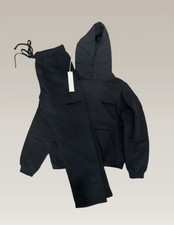 Essentials Men s Black 2-Piece Fleece Sweatsuit Logo Drawstring Size S