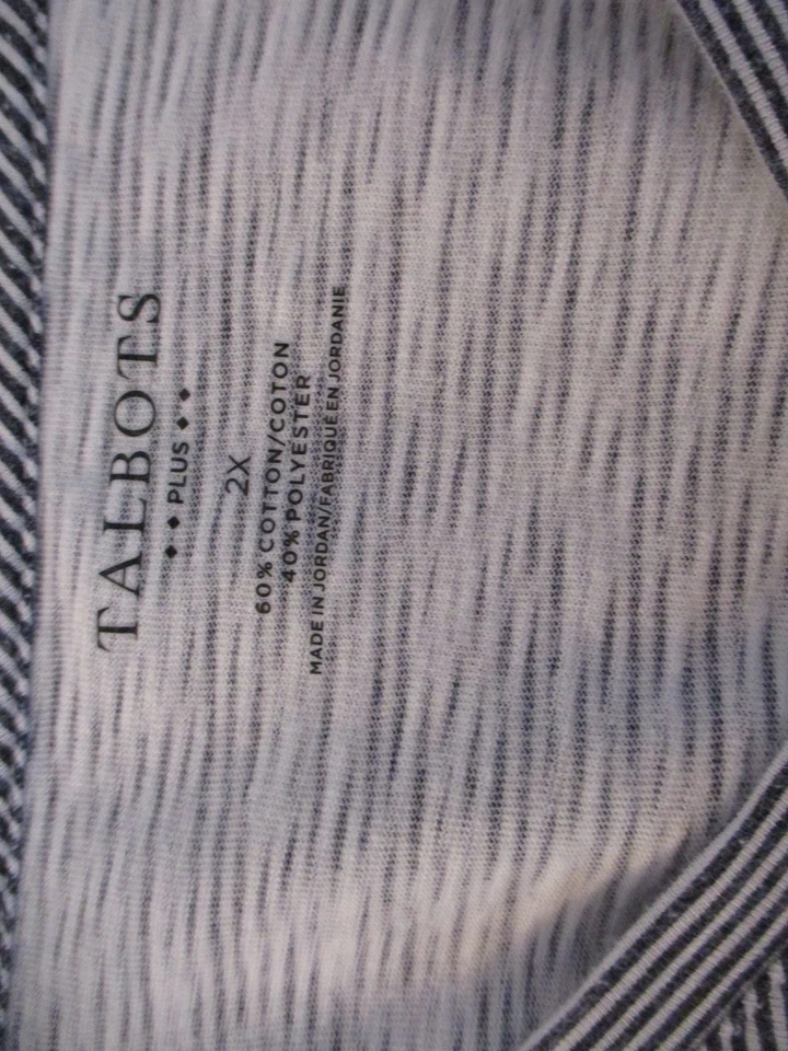 Top para mujer Talbots talla 2X manga corta multicolor a rayas cuello en V Foto 3 de 4