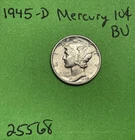1945-D Mercury Dime 10c BU Uncirculated Coin  90% Silver