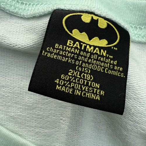 Batman Sweater Juniors XXL Blue Green Tie Dye Crewneck Comfy DC Comics Graphic - Picture 7 of 8