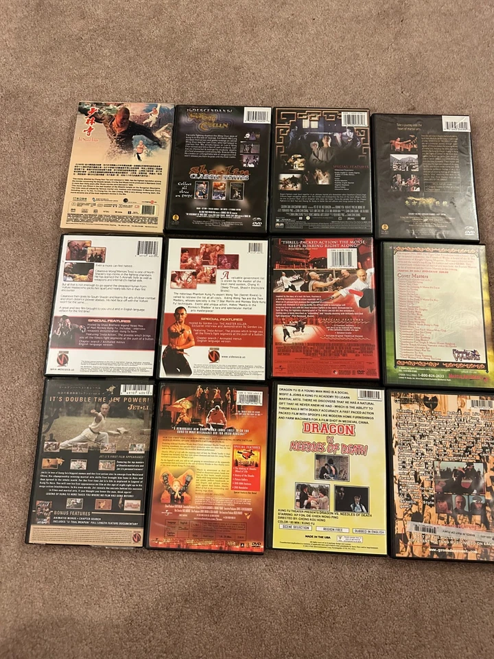Kung Fu DVD Lot x12 Jet Li Donnie Yen Wu-Tang Shaolin Martial Arts Collection - Image 2 of 3