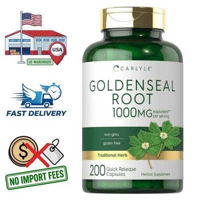 Raíz Goldenseal (Sello de Oro) 1000mg | 200 Cápsulas Polvo | Herbal Natural