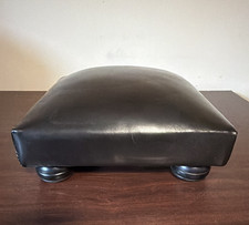 Black Faux Leather Square Padded Footstool Ottoman, Solid, 12x12x6 in