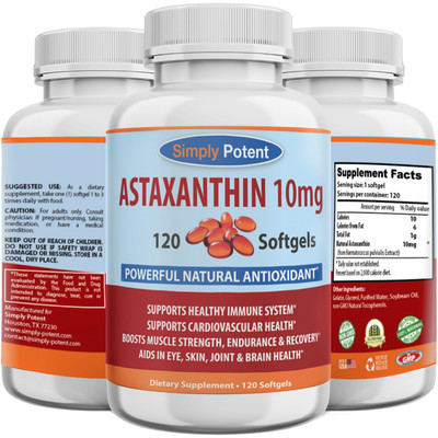 Astaxanthin 10mg 120 Softgels-High Potency Antioxidant Supplement | 4-Mon Supply