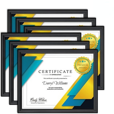 8.5x11 Certificate Frames Set (Black, 12 Pack) Distinguished Edging for Style...