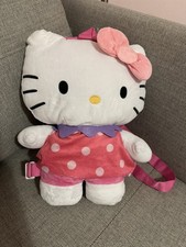 GOOD CONDITION Sanrio Hello Kitty Plush Backpack Purse Pink Bow Dress 14"
