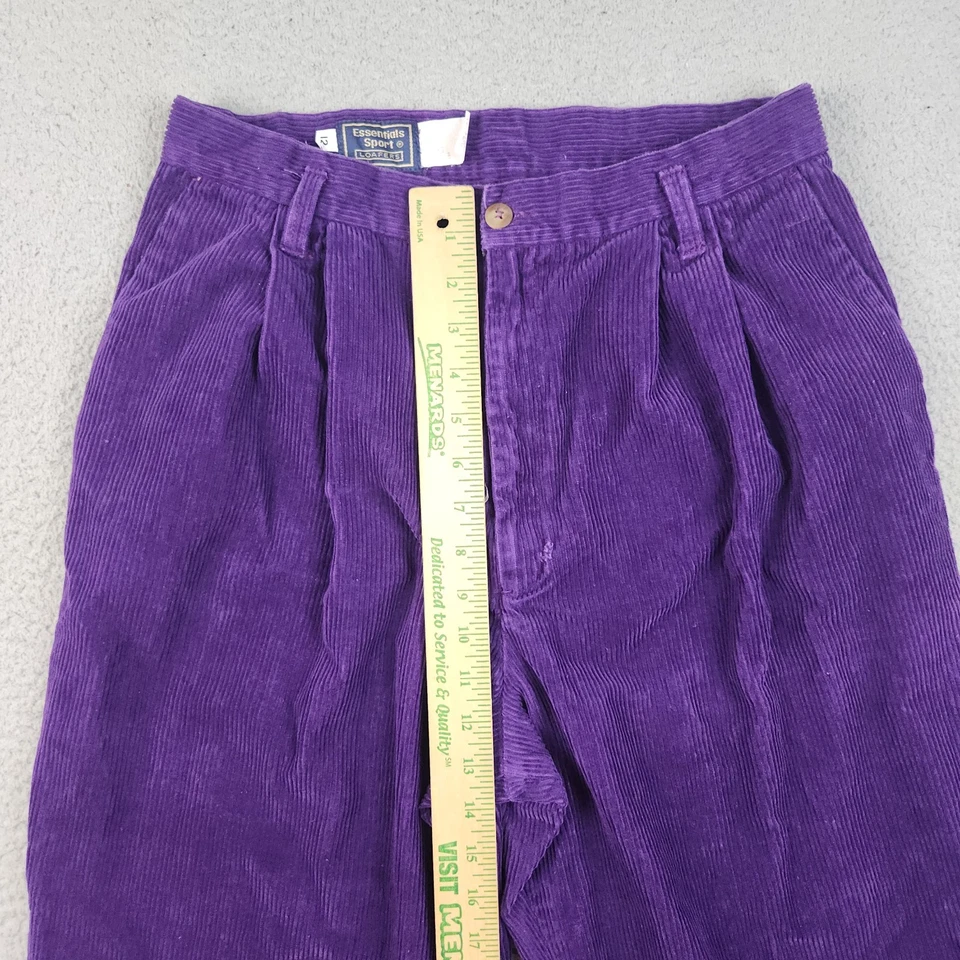 Pantalones de pana para mujer de colección talla 12 cordones cónicos púrpura plisado cintura alta 30x29 Foto 4 de 4