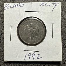 1992 Poland 1 Zloty. Y 282. Non Magnetic. Copper Nickel. Y # 0887