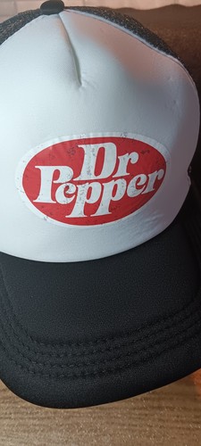 Dr. Pepper Foam Mesh Snapback Mens Vintage Trucker Cap Hat Black-White - Picture 7 of 8