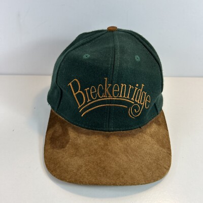 Vintage Cashs USA Ski Mens Wool Suede Breckenridge Logo Hat Cap Faded 90s