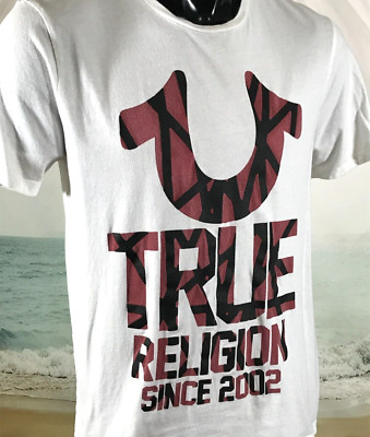 TRUE RELIGION コットン ロゴ Tシャツ 関税送料無料 True Religion Since 2002 Geo U S/S T-SHIRT Sz L White 100