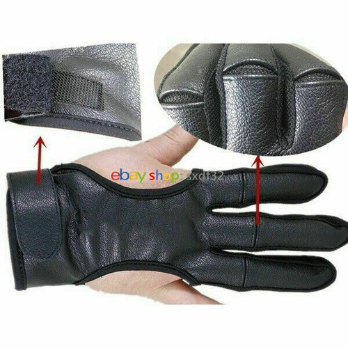 Protector Glove 3Finger Leather Hand Guard Recurve/Compound Bow Archery Shooting - Picture 4 of 9