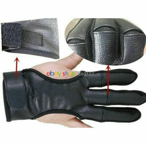 Protector Glove 3Finger Leather Hand Guard Recurve/Compound Bow Archery Shooting - Image 4 of 4