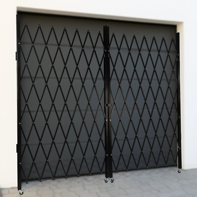 Double Folding Security Gate, 360° Rolling Door Gate 6-1/2'H x 12'W Scissor Gate