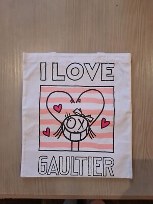 Luxus Jean Paul Gaultier I Love Gaultier Shoppe Einkaufstasche Stoff 40,5 x 36cm