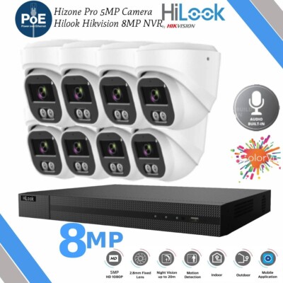 HIKVISION 4K CCTV SYSTEM IP POE 8MP NVR 5MP AUDIO MIKROFON 24/7 COLORVU SICHERHEITSSET