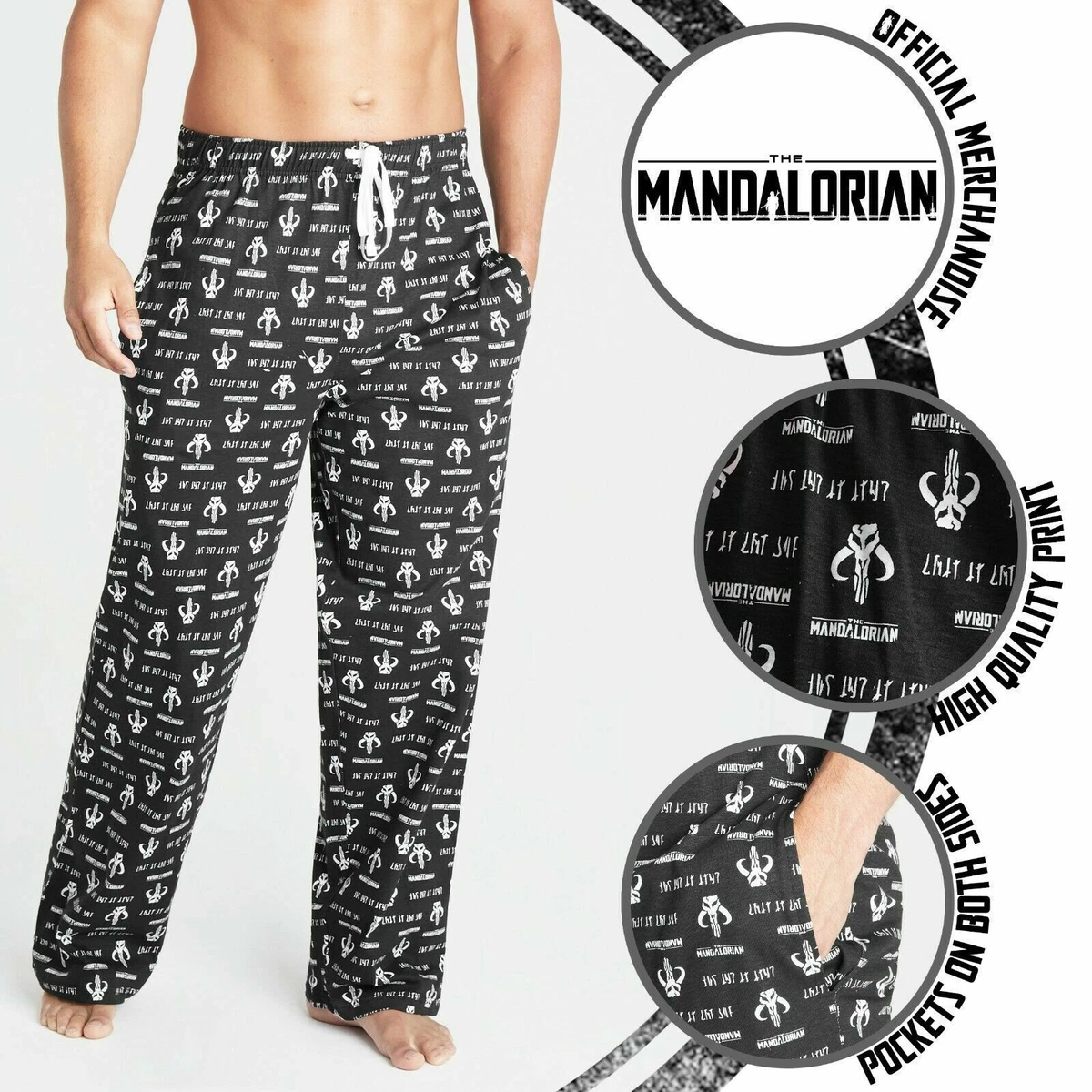 Disney The Mandalorian Mens Lounge Pants Mandalorian All Over Print Bottoms