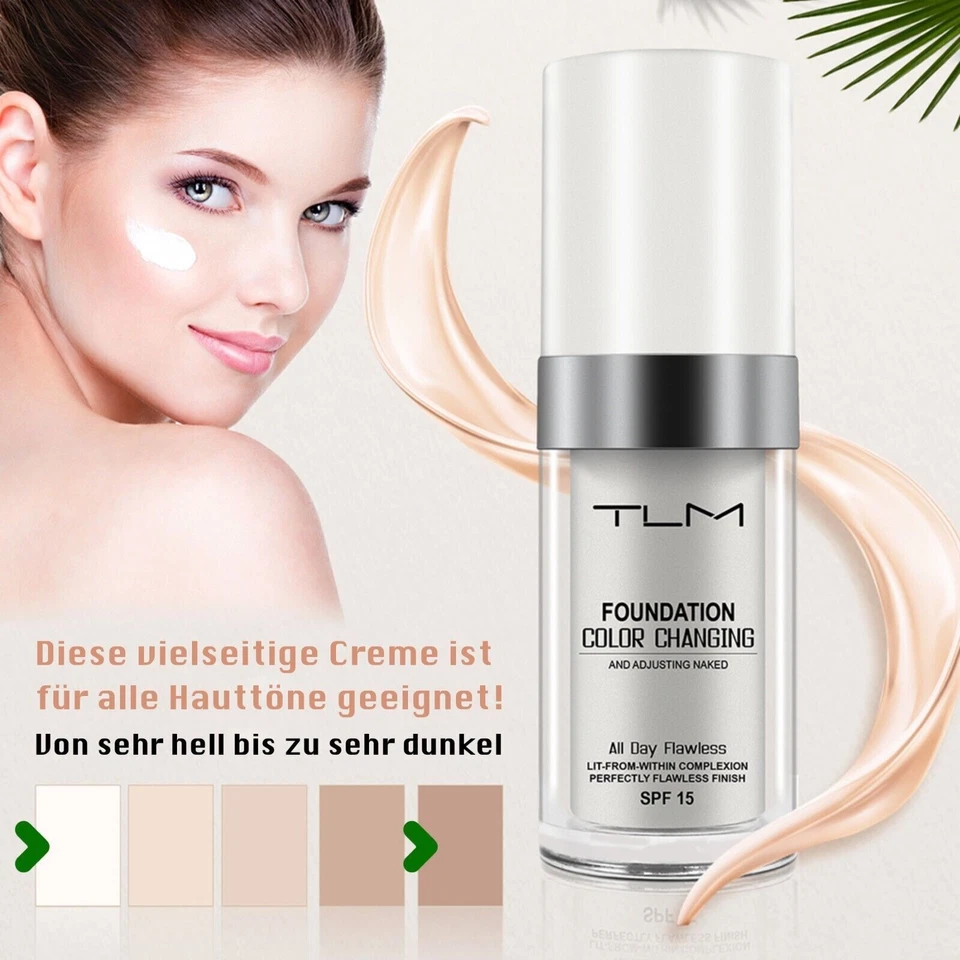 Farbwechselnde Foundation Concealer Abdeckung Cover Flüssige Grundierung SPF 15 - Bild 2 von 4