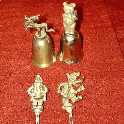 Antique old cartoon figures~Pluto bell~crazy Wolf~stupid pig~teddy bear Bell