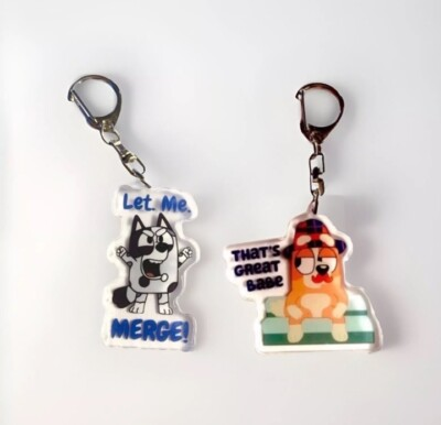 #ad Bag Charm Keychain Set Blue Red Heeler Dog Cartoon Let Me Merge $11.04