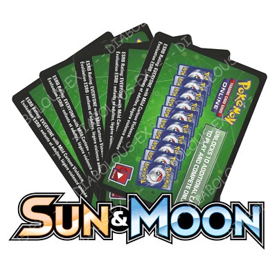 Pokemon Online TCG Codes Green 10x - SUN & MOON  - Free Postage! Catch 'em All!
