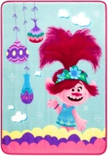 Trolls Movie Poppy Plush Soft Throw Blanket Bright Star 46" X 60"