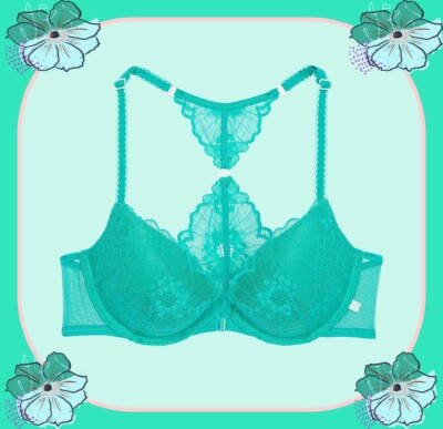 38C Capri Sea Green Front Close Extreme Lift Victorias Secret Plunge PU UW Bra