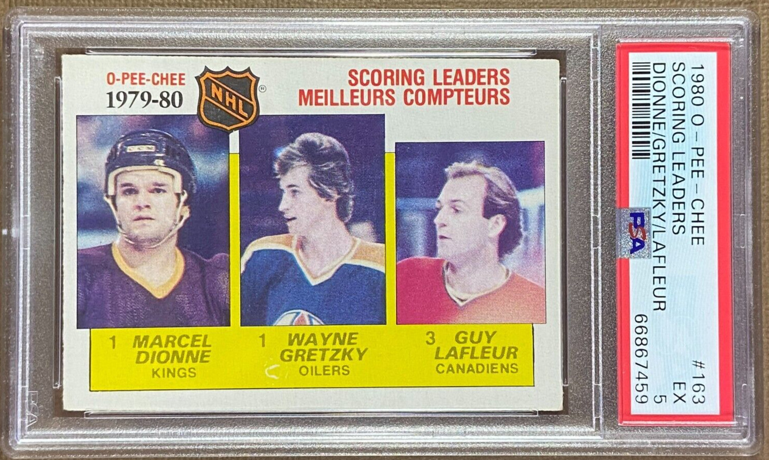 Dionne Gretzky Lafleur 1980-81 O-Pee-Chee OPC #163 Scoring Leaders PSA 5 EX