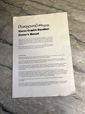 Parasound EQf210 Stereo Graphic Equalizer Owners Manual