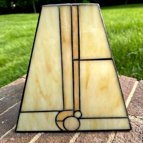 Vintage Art Deco Geometric Mission Style Stained Glass Lamp Shade EVC 10" *crack - Picture 2 of 10