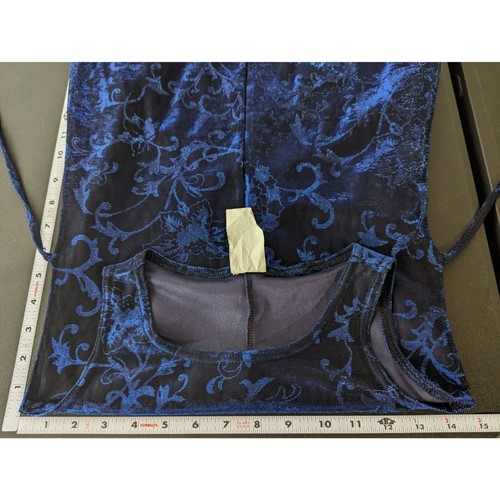 Abito vintage junior senza maniche blu scuro floreale scintillante 7 Y2K Fairygrunge - Foto 7 di 8