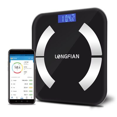 LONGFIAN Intelligente Waage für Körperfettwaage,Personenwaage mit APP