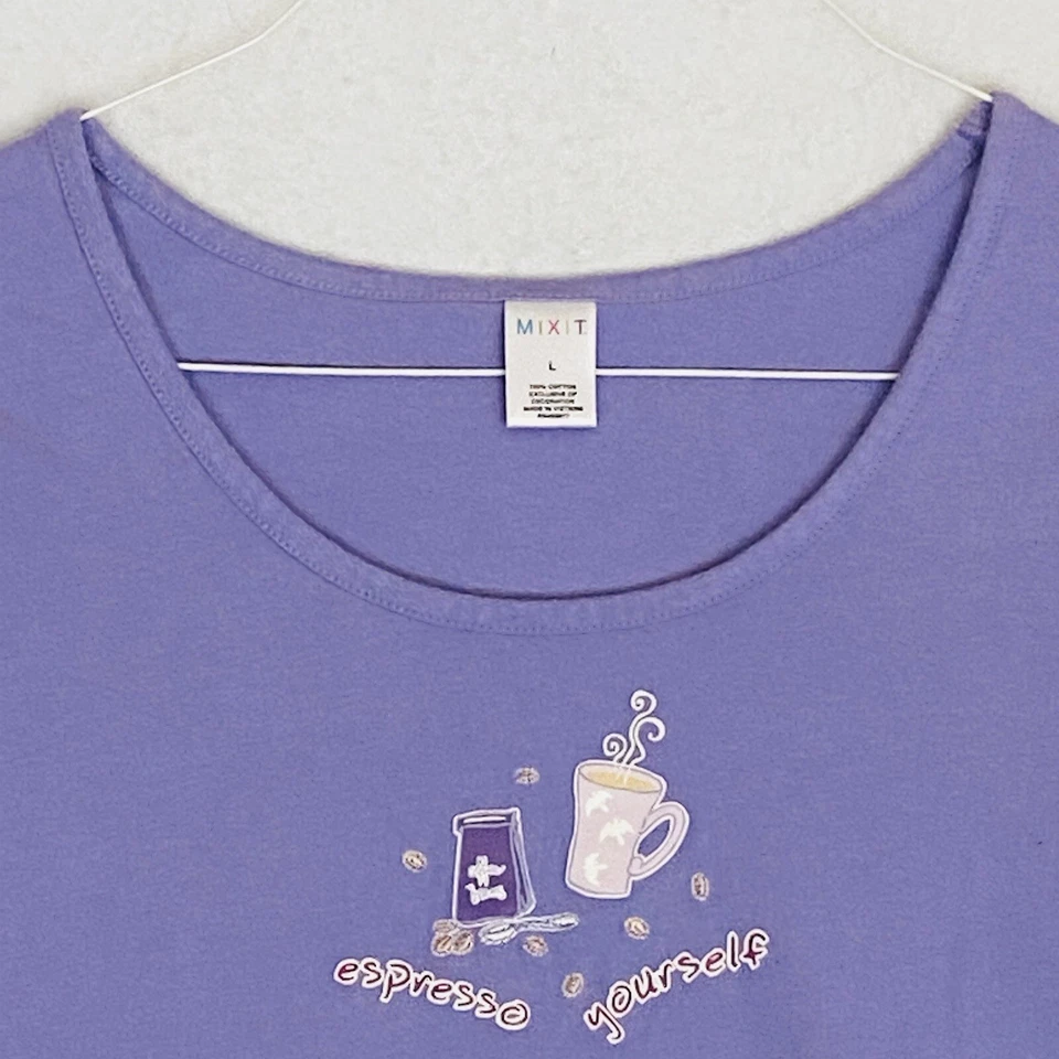 复古 MIXIT 女式大号紫色衬衫 — 第 2/4 张图片