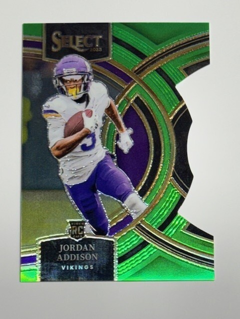 Jordan Addison 2023 Panini Select Neon Green Die Cut Premier Prizm #194 /499