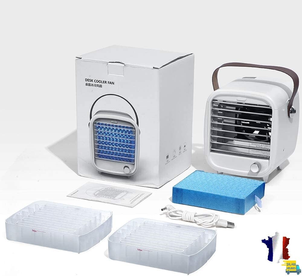 Ventilateur de climatiseur portable USB avec bac à glace et veilleuse