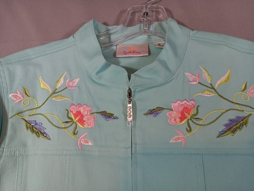 Quacker Factory Jacket Embroidered Floral With Butterfly's Full Zip Medium Twill - Picture 6 of 12