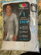 Mens Fruit of the Loom Thermal CREW Top - GRAY XL NEW